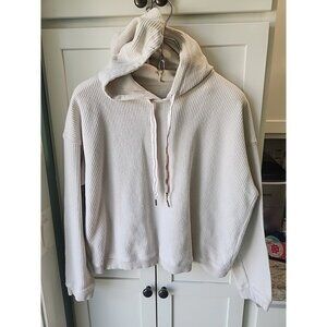 Aerie Cropped Long Sleeve Hoodie Pullover Top Sz M Cream